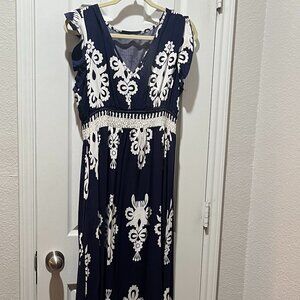 Shein Blue and White Maxi Dress- Medium